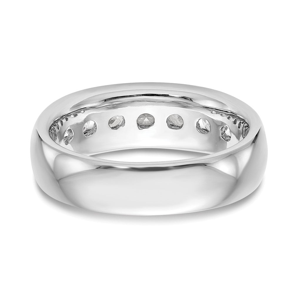 1.05ct. CZ Solid Real 14K White Gold 7-Stone Channel Wedding Band Ring