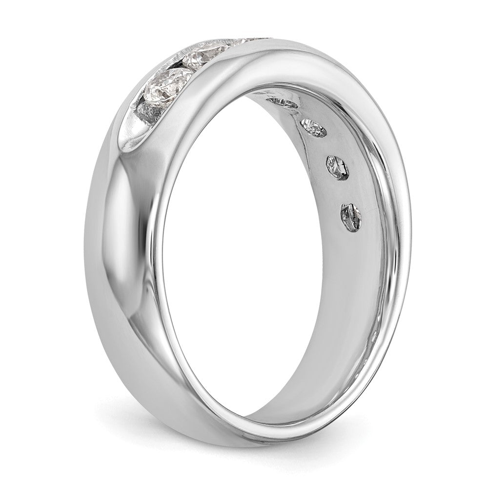 1.05ct. CZ Solid Real 14K White Gold 7-Stone Channel Wedding Band Ring