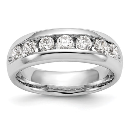 1.05ct. CZ Solid Real 14K White Gold 7-Stone Channel Wedding Band Ring