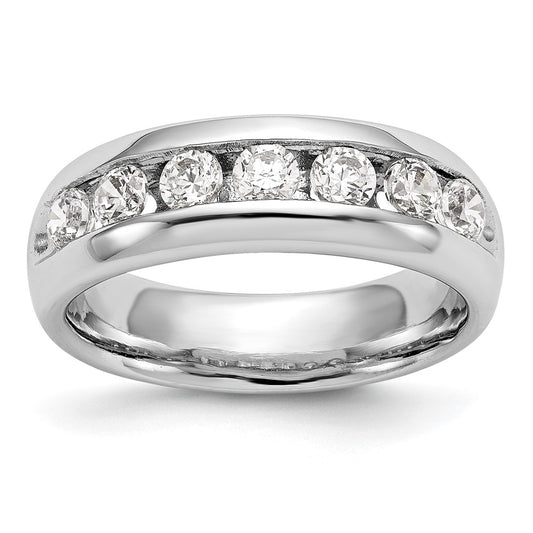 1.05ct. CZ Solid Real 14K White Gold 7-Stone Channel Wedding Band Ring