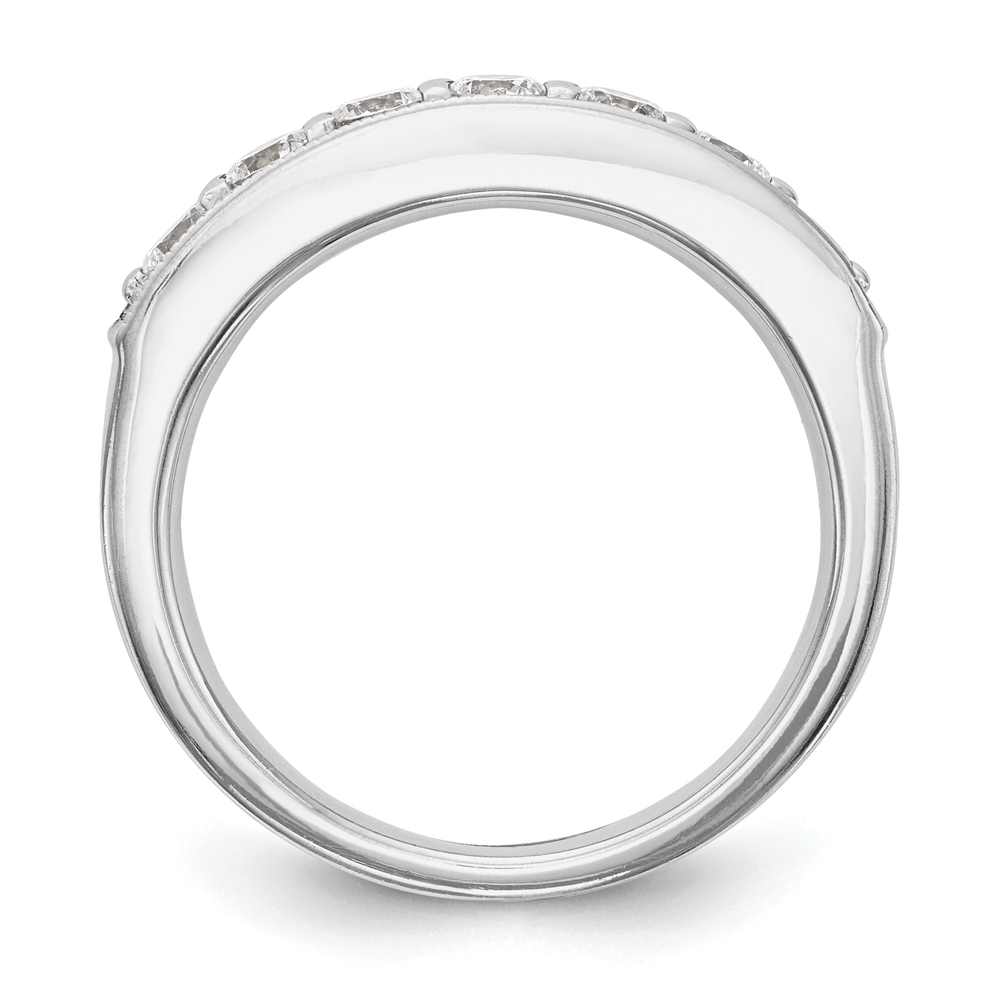 0.70ct. CZ Solid Real 14K White Gold 7-Stone Channel Wedding Band Ring
