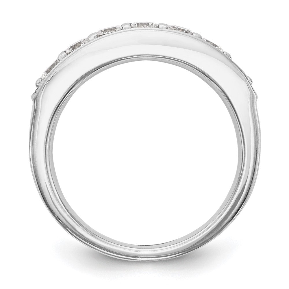 0.70ct. CZ Solid Real 14K White Gold 7-Stone Channel Wedding Band Ring