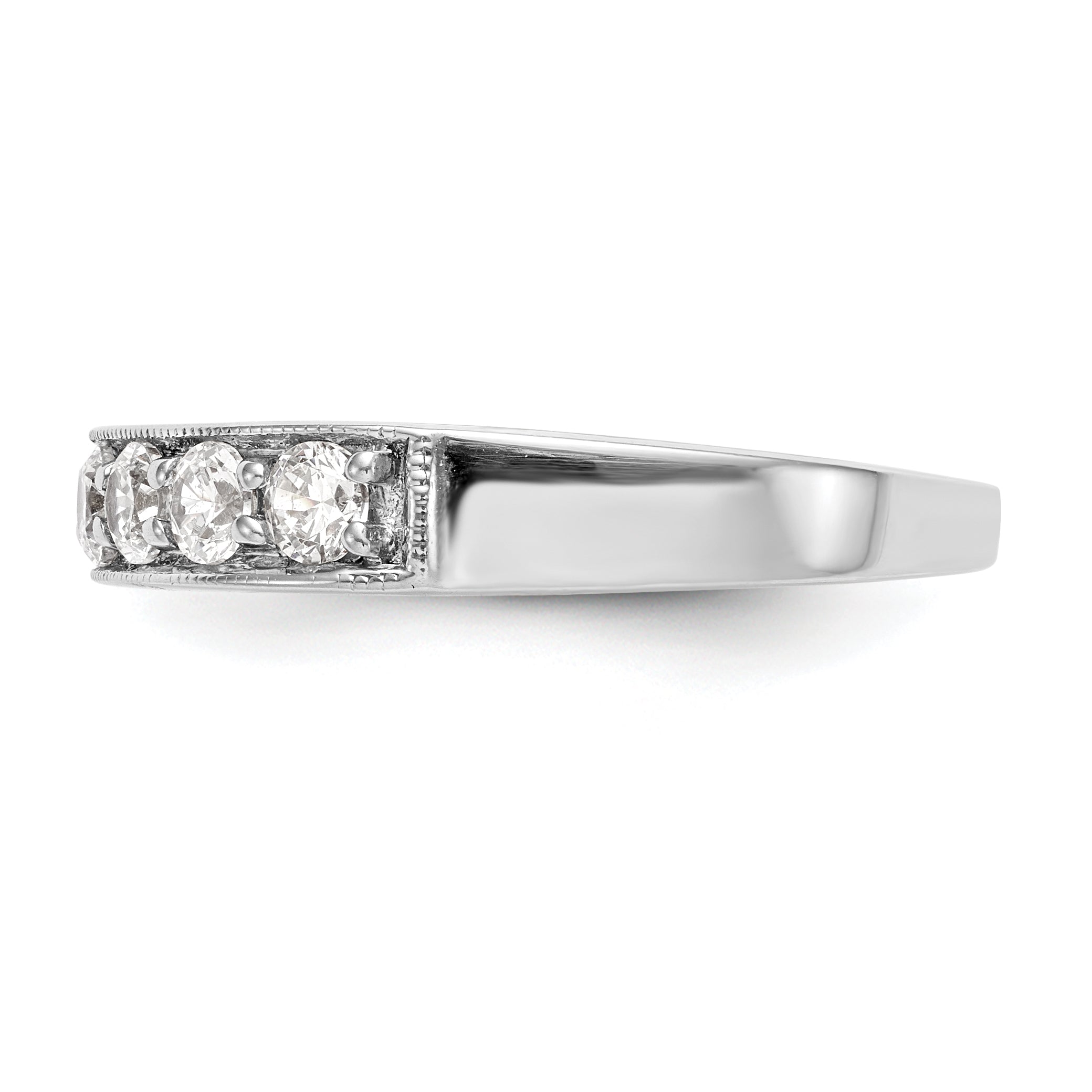 0.70ct. CZ Solid Real 14K White Gold 7-Stone Channel Wedding Band Ring
