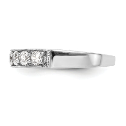 0.70ct. CZ Solid Real 14K White Gold 7-Stone Channel Wedding Band Ring