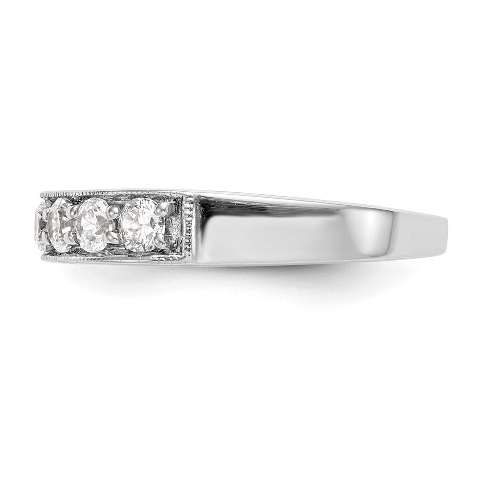 0.70ct. CZ Solid Real 14K White Gold 7-Stone Channel Wedding Band Ring