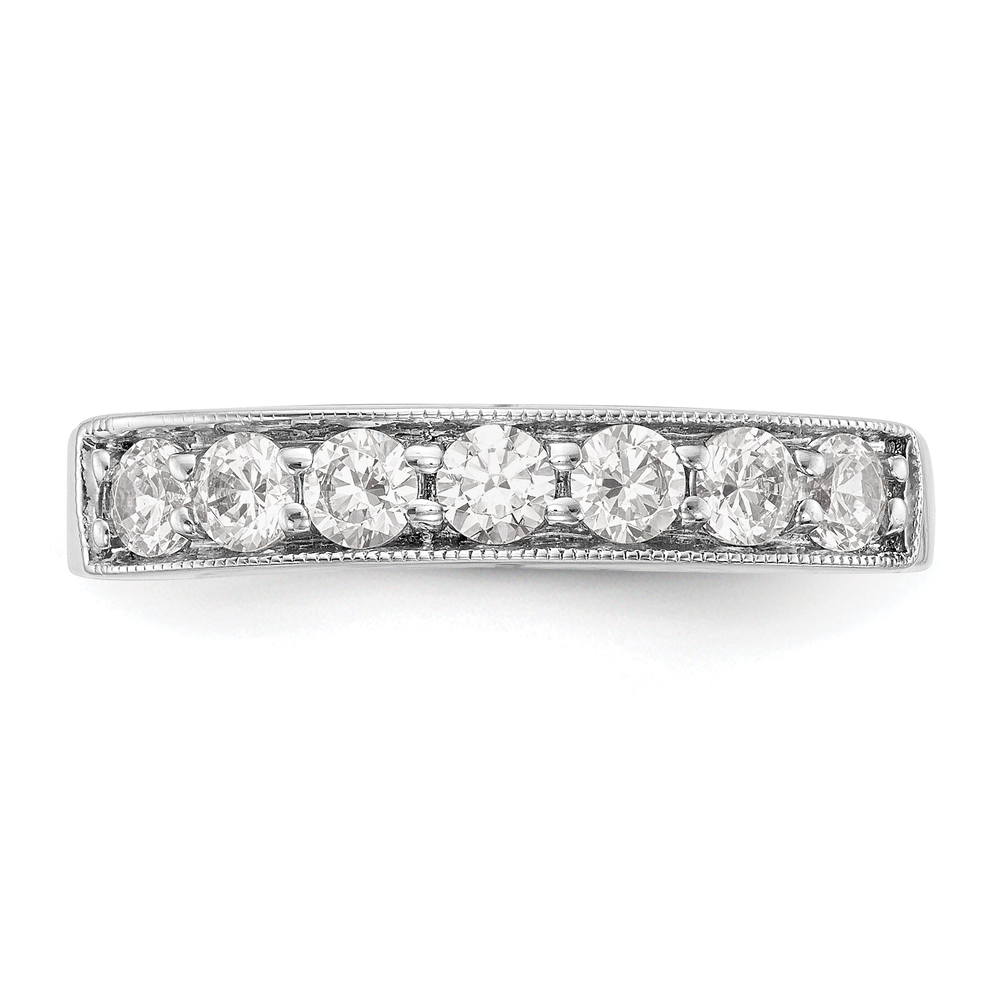 0.70ct. CZ Solid Real 14K White Gold 7-Stone Channel Wedding Band Ring