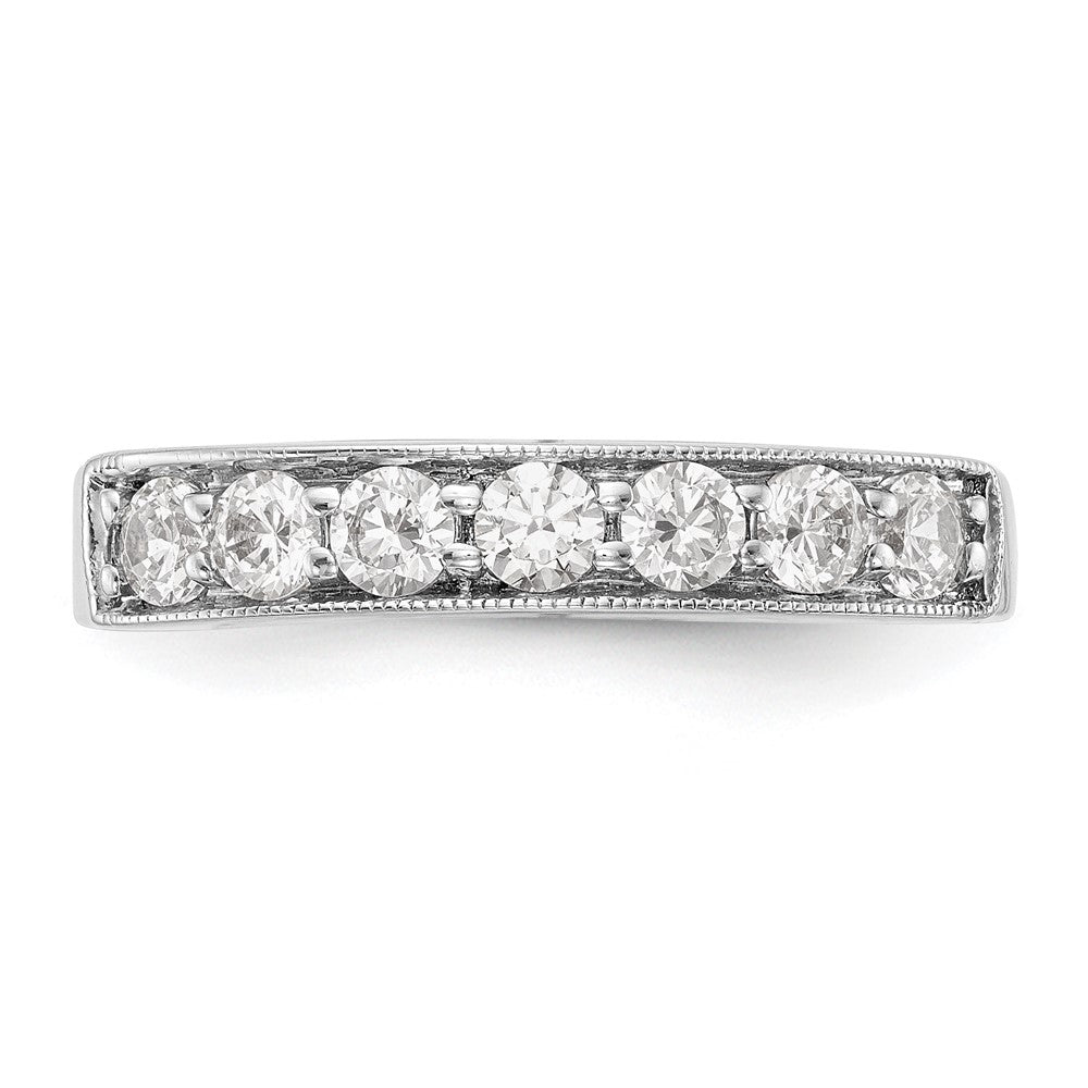 0.70ct. CZ Solid Real 14K White Gold 7-Stone Channel Wedding Band Ring