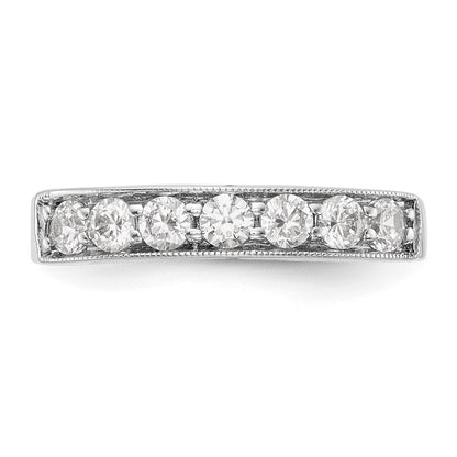 0.70ct. CZ Solid Real 14K White Gold 7-Stone Channel Wedding Band Ring