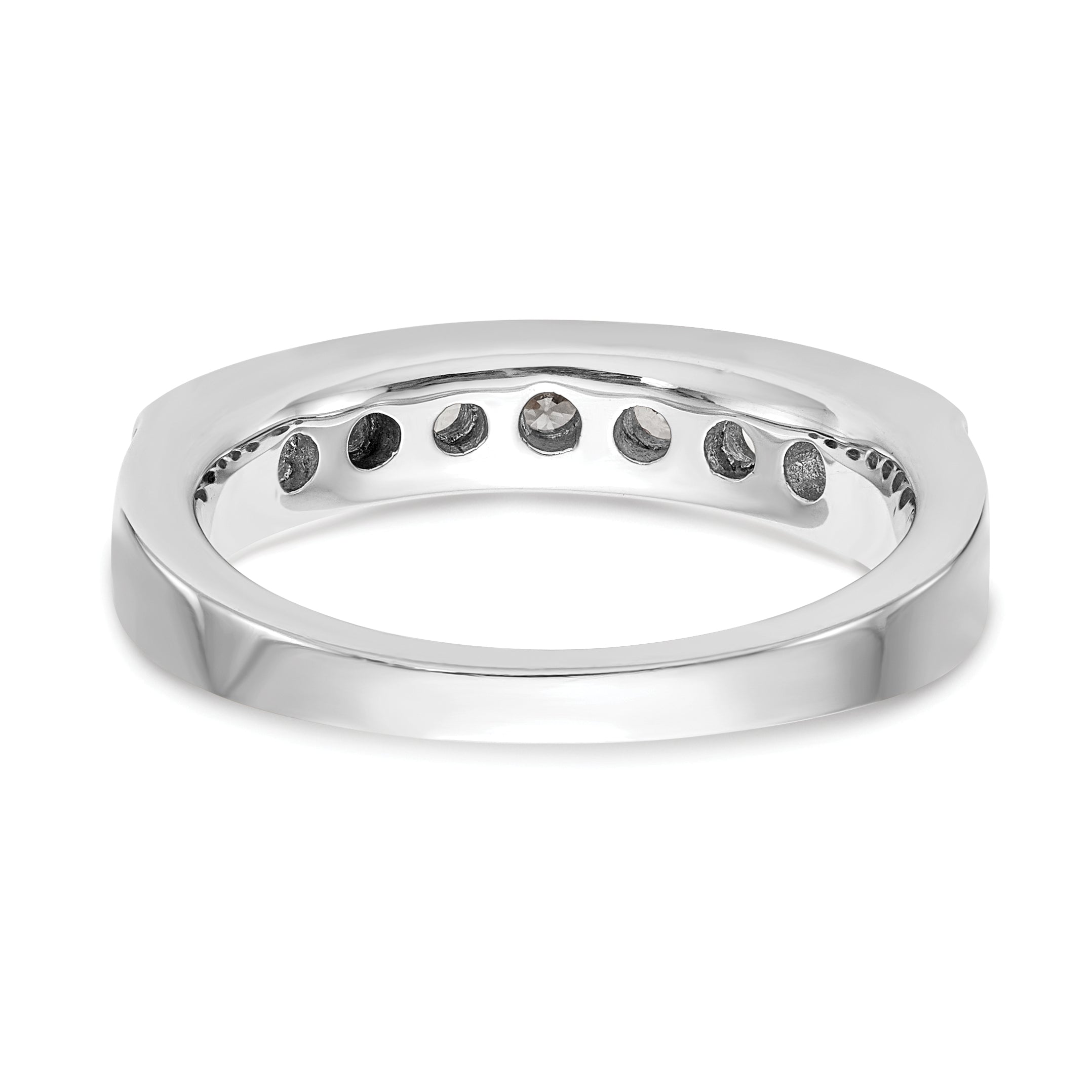 0.70ct. CZ Solid Real 14K White Gold 7-Stone Channel Wedding Band Ring
