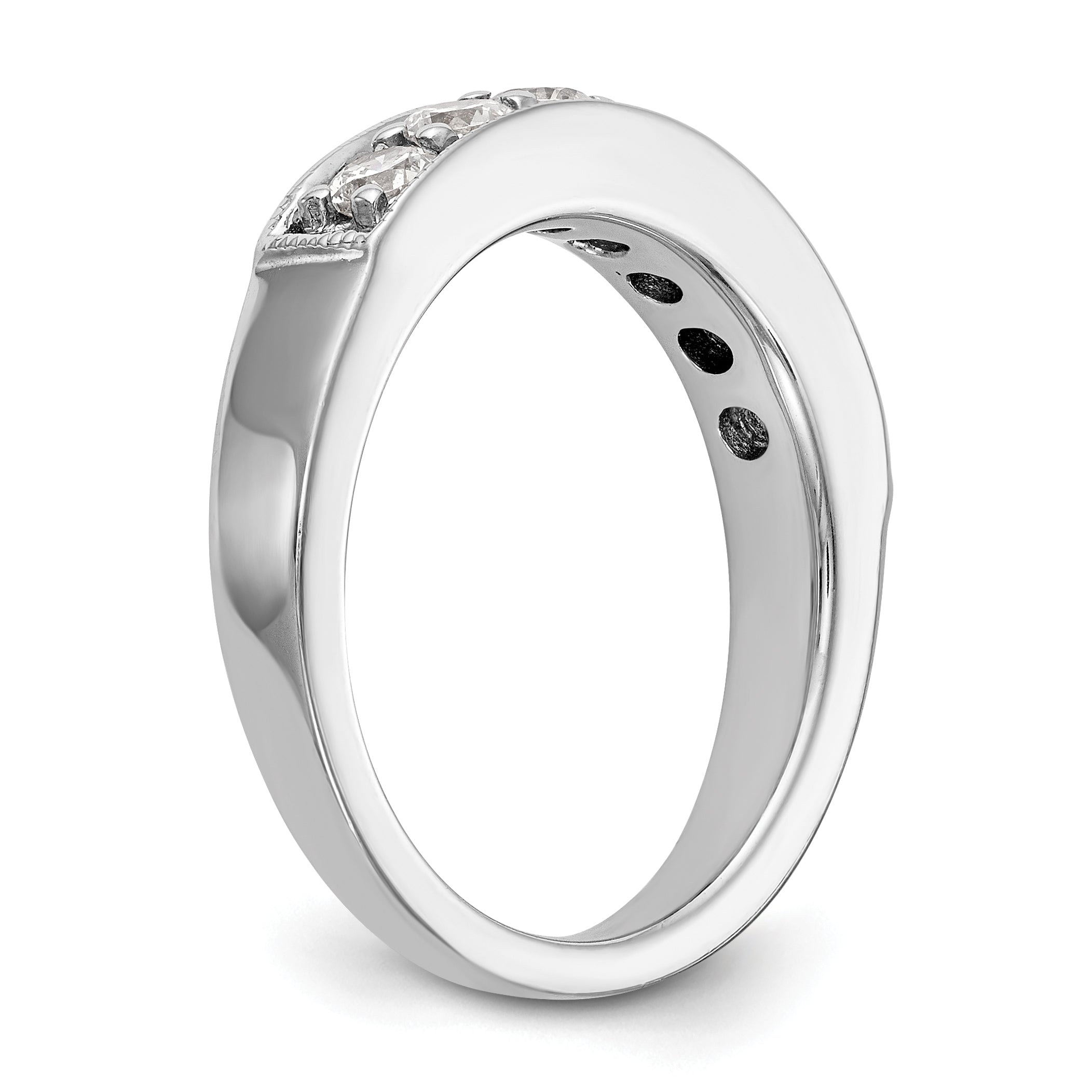 0.70ct. CZ Solid Real 14K White Gold 7-Stone Channel Wedding Band Ring