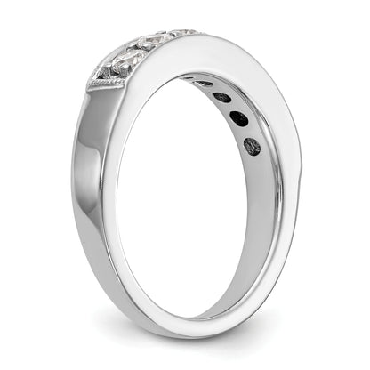 0.70ct. CZ Solid Real 14K White Gold 7-Stone Channel Wedding Band Ring