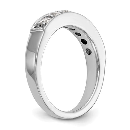 0.70ct. CZ Solid Real 14K White Gold 7-Stone Channel Wedding Band Ring