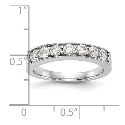 0.70ct. CZ Solid Real 14K White Gold 7-Stone Channel Wedding Band Ring