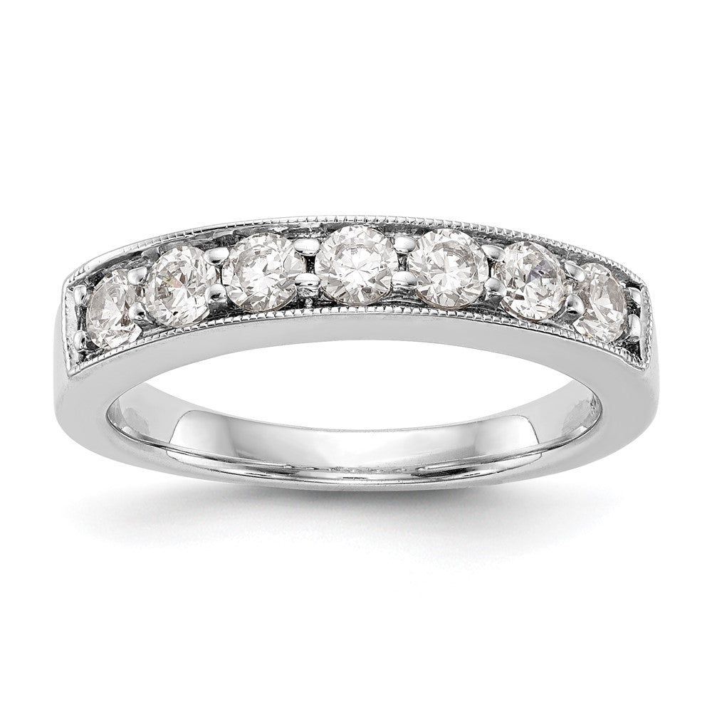 0.70ct. CZ Solid Real 14K White Gold 7-Stone Channel Wedding Band Ring