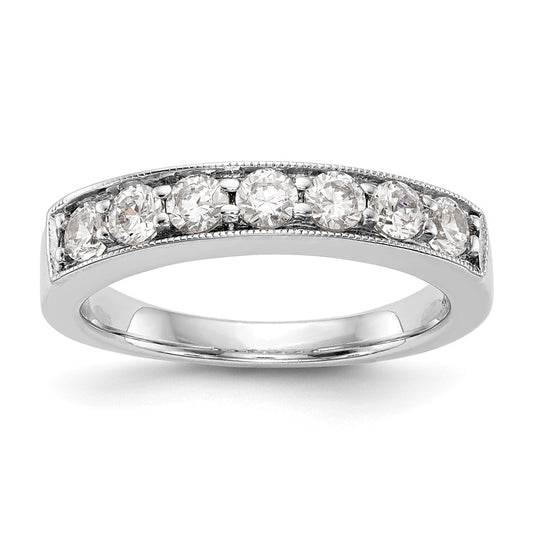 0.70ct. CZ Solid Real 14K White Gold 7-Stone Channel Wedding Band Ring