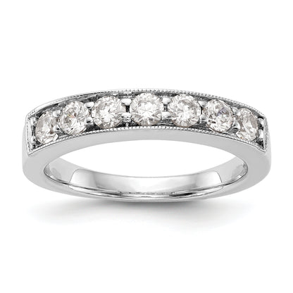 0.70ct. CZ Solid Real 14K White Gold 7-Stone Channel Wedding Band Ring