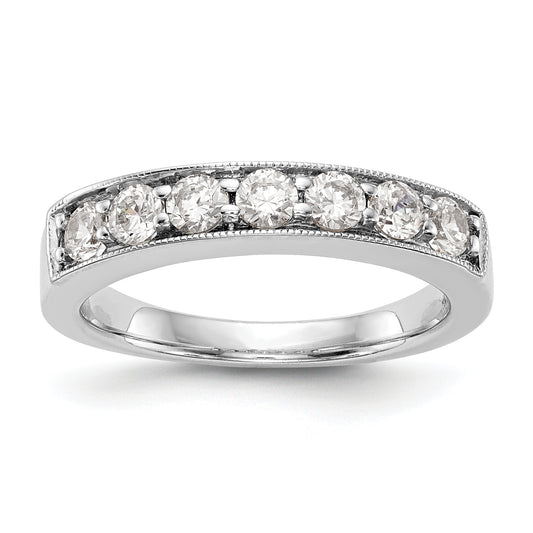 0.70ct. CZ Solid Real 14K White Gold 7-Stone Channel Wedding Band Ring