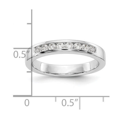 14K White Gold 8-Stone Real Diamond Channel Band