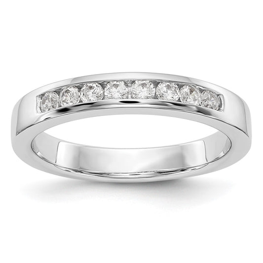 14K White Gold 8-Stone Real Diamond Channel Band