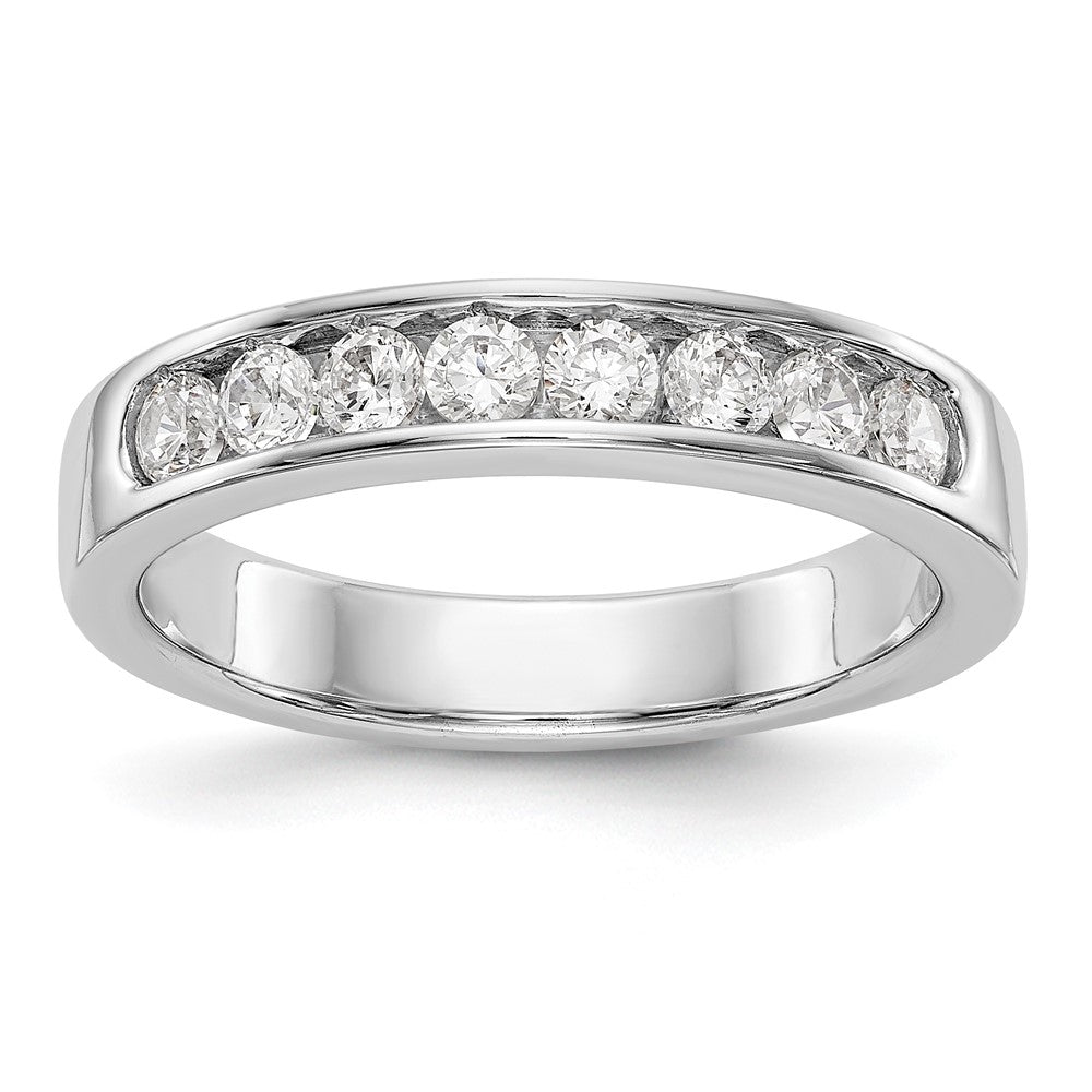 0.47ct. CZ Solid Real 14K White Gold 8-2.5mm Stone Channel Wedding Band Ring