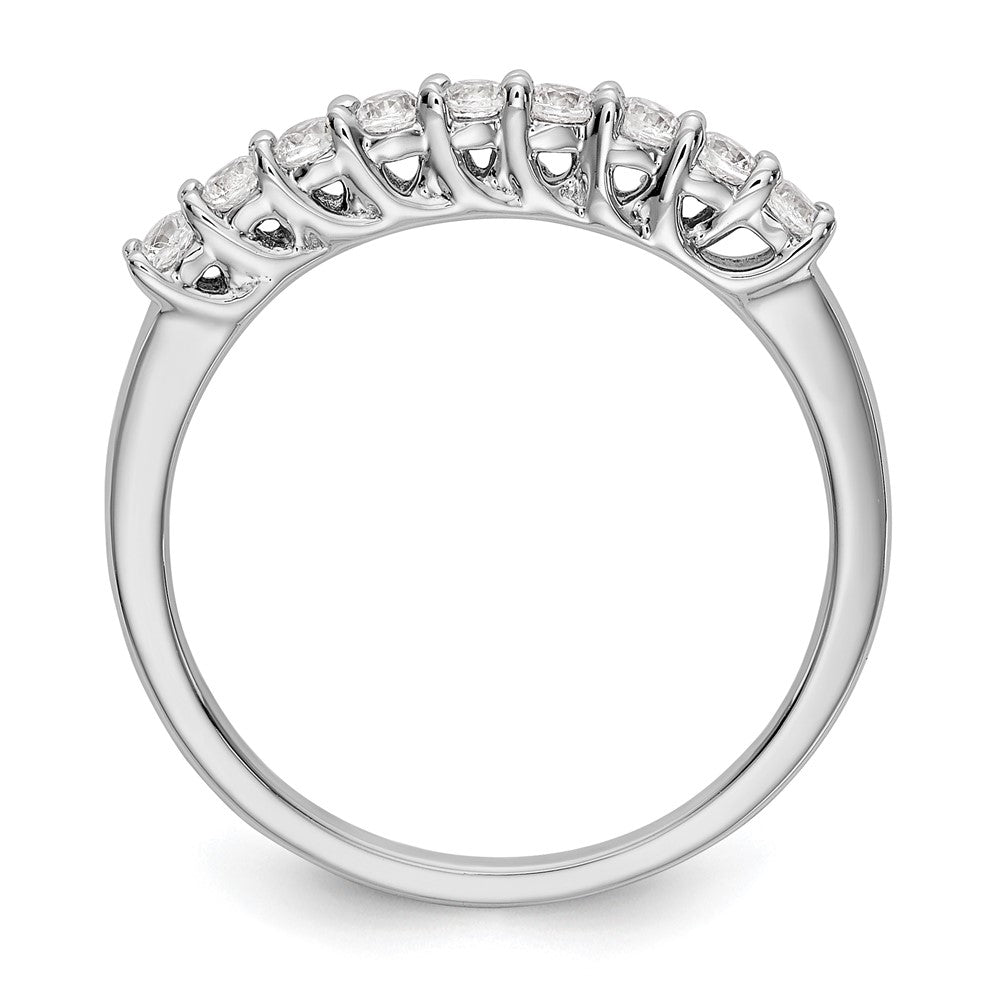 14K White Gold 9-Stone Real Diamond Band