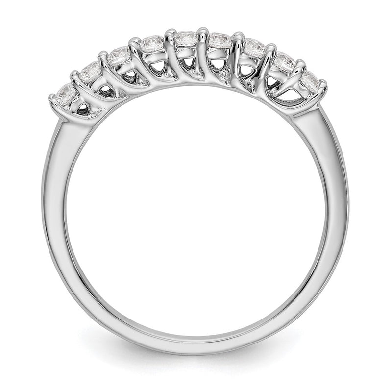 14K White Gold 9-Stone Real Diamond Band