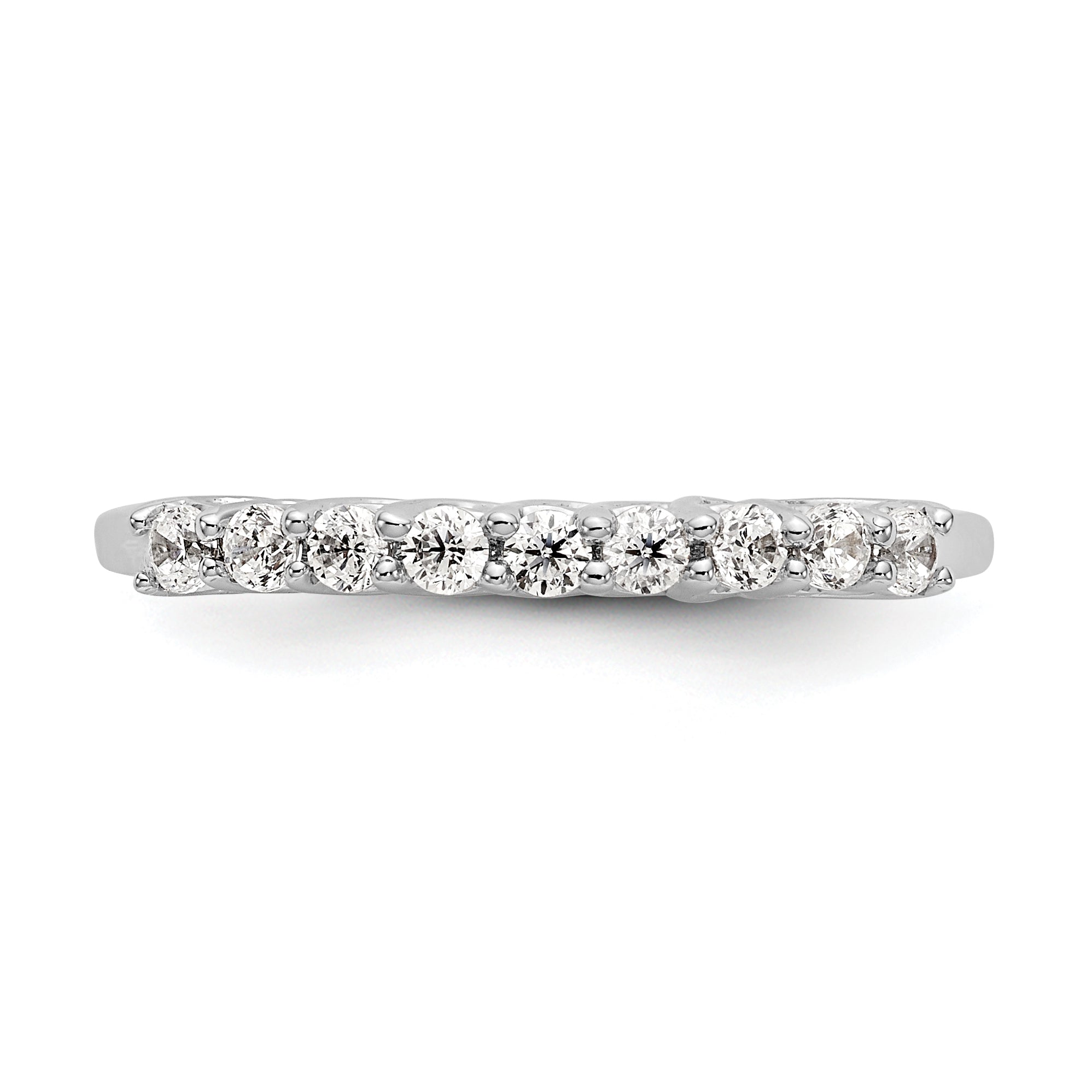0.31ct. CZ Solid Real 14K White Gold 9-Stone Wedding Band Ring