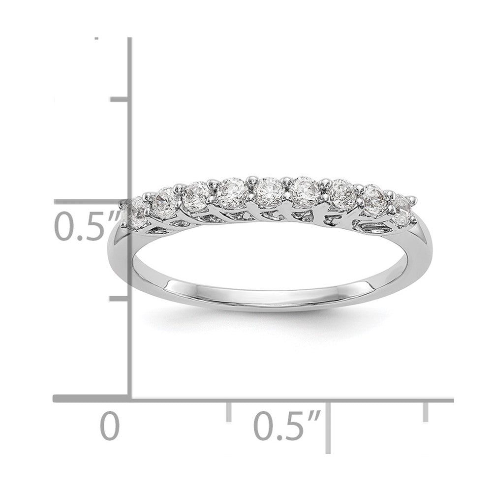 14K White Gold 9-Stone Real Diamond Band