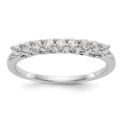 0.31ct. CZ Solid Real 14K White Gold 9-Stone Wedding Band Ring