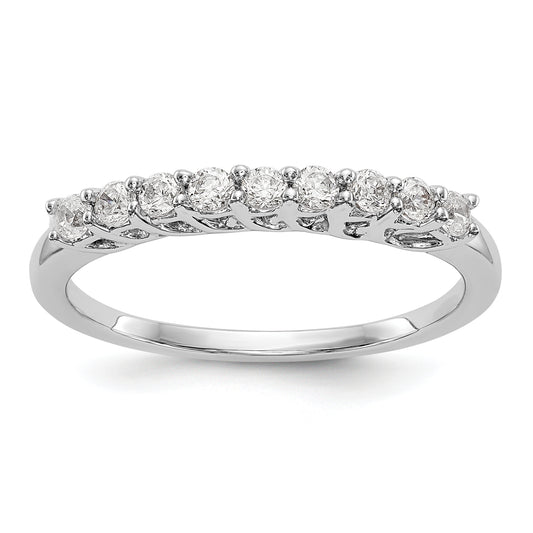 0.31ct. CZ Solid Real 14K White Gold 9-Stone Wedding Band Ring