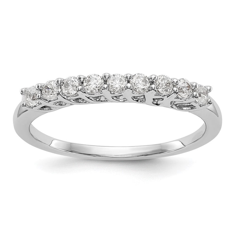 14K White Gold 9-Stone Real Diamond Band