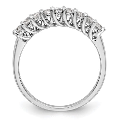 14k White Gold 9-Stone Shared Prong 1/2 carat Complete Round Diamond Band