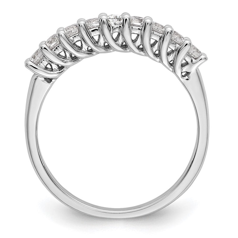 14k White Gold 9-Stone Shared Prong 1/2 carat Complete Round Diamond Band