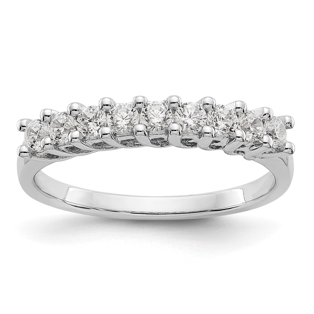 14K White Gold 9-Stone Real Diamond Band
