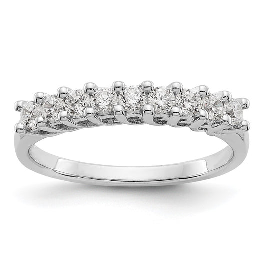14K White Gold 9-Stone Real Diamond Band