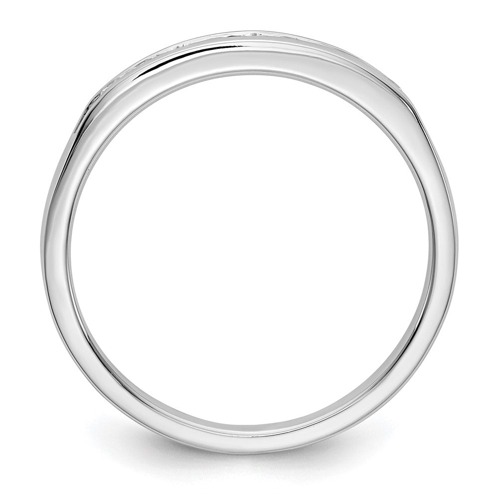 0.15ct. CZ Solid Real 14K White Gold 9-Stone Channel Wedding Band Ring