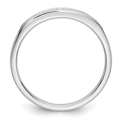 0.15ct. CZ Solid Real 14K White Gold 9-Stone Channel Wedding Band Ring