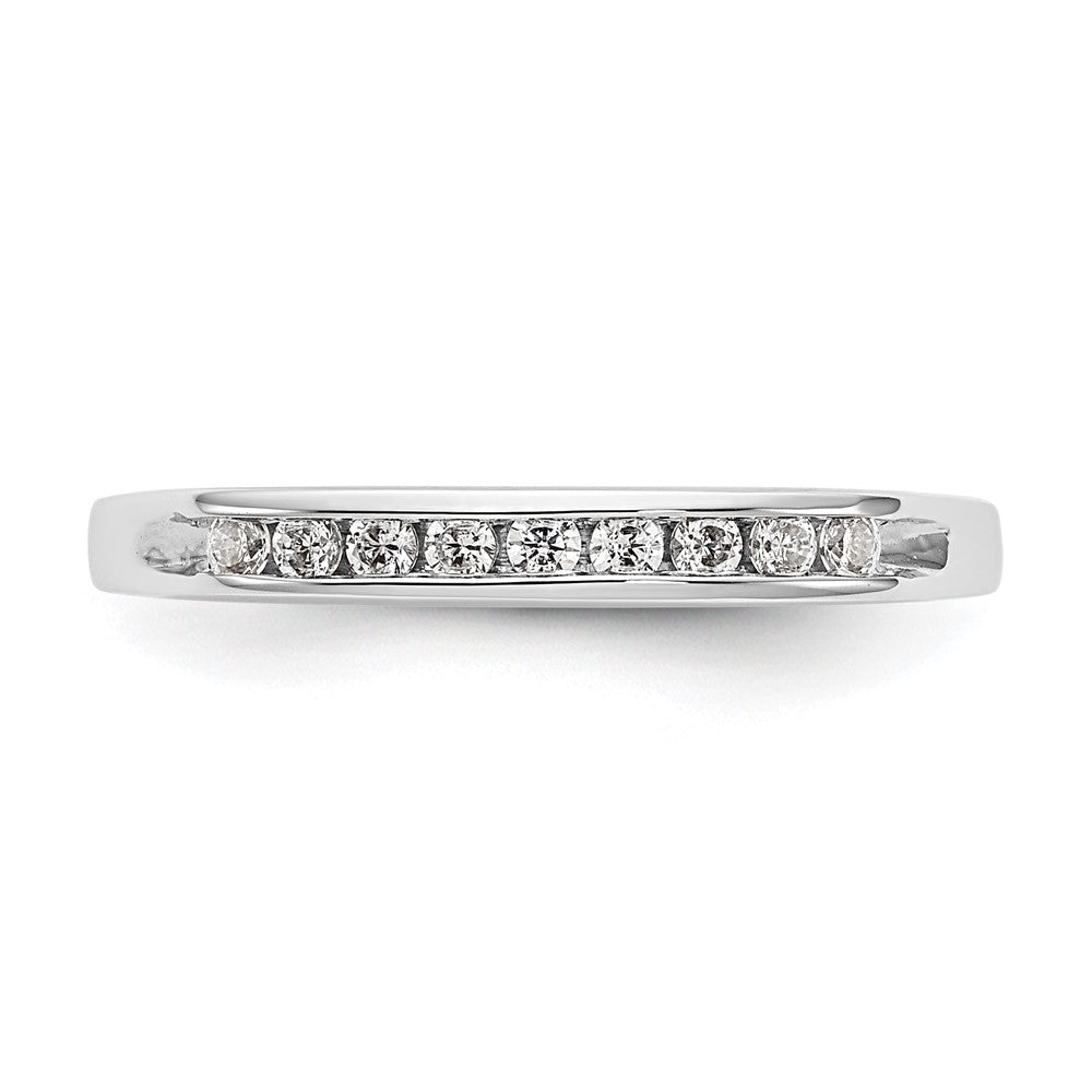 0.15ct. CZ Solid Real 14K White Gold 9-Stone Channel Wedding Band Ring
