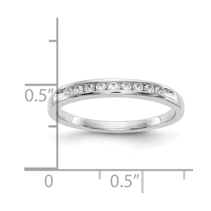 0.15ct. CZ Solid Real 14K White Gold 9-Stone Channel Wedding Band Ring