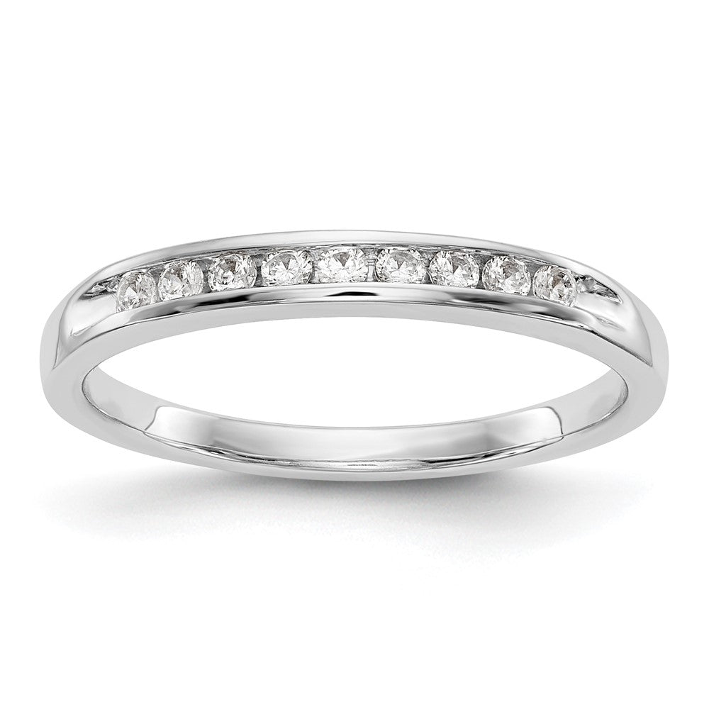 0.15ct. CZ Solid Real 14K White Gold 9-Stone Channel Wedding Band Ring