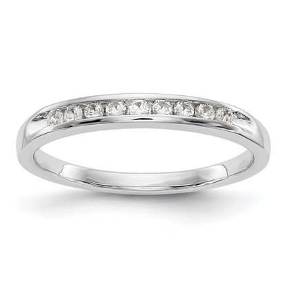 0.15ct. CZ Solid Real 14K White Gold 9-Stone Channel Wedding Band Ring