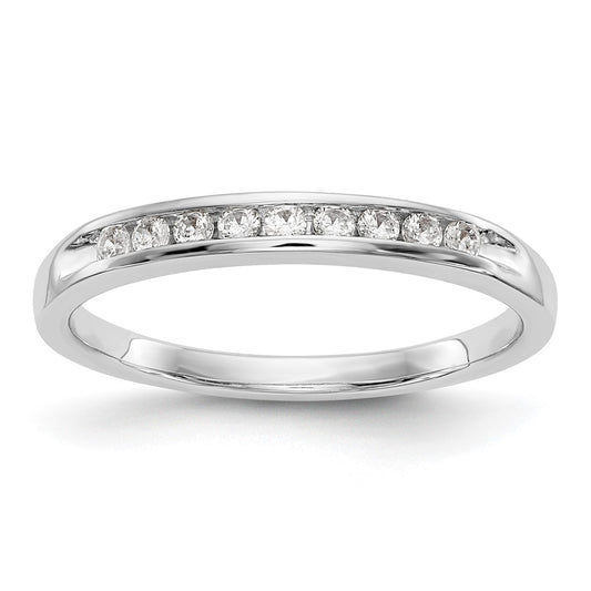 0.15ct. CZ Solid Real 14K White Gold 9-Stone Channel Wedding Band Ring
