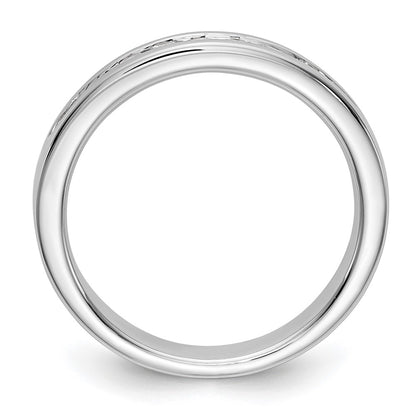 14K White Gold 9-Stone Real Diamond Channel Band