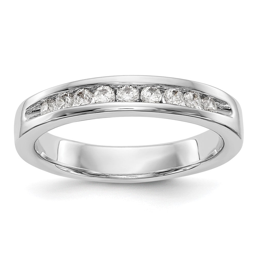 0.25ct. CZ Solid Real 14K White Gold 9-Stone Channel Wedding Band Ring