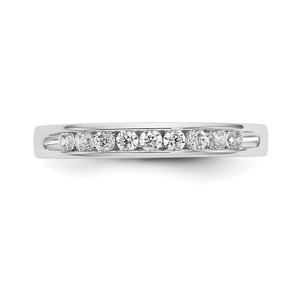 14K White Gold 9-Stone Real Diamond Channel Band