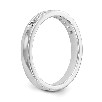 14K White Gold 9-Stone Real Diamond Channel Band
