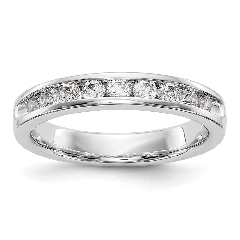 0.47ct. CZ Solid Real 14K White Gold 9-Stone Channel Wedding Band Ring