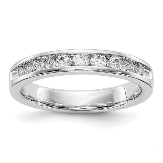 0.47ct. CZ Solid Real 14K White Gold 9-Stone Channel Wedding Band Ring