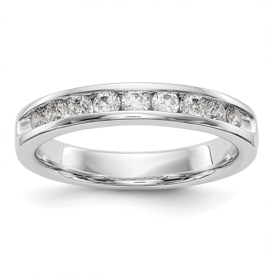 14k White Gold 9-Stone 1/2 carat Round Diamond Complete Channel Band