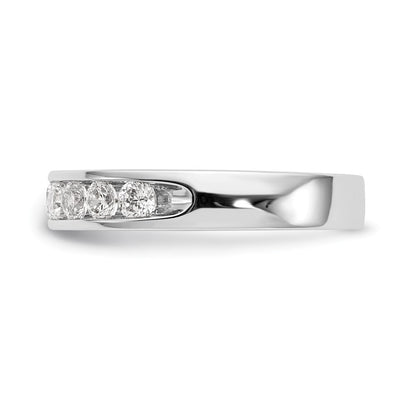 0.71ct. CZ Solid Real 14K White Gold 9-Stone Channel Wedding Band Ring